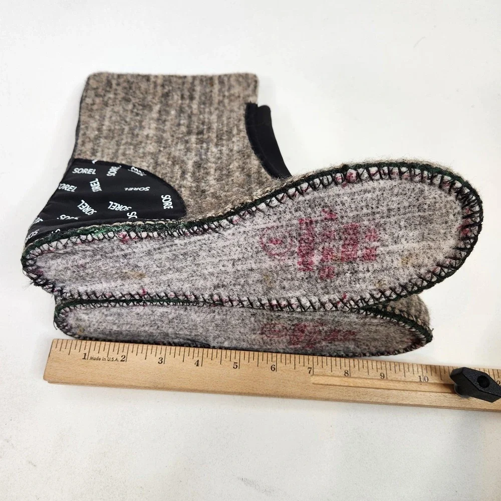 SOREL Storm Racer Powder Storm Boot Liners 6 Gray Wool Felt Removable